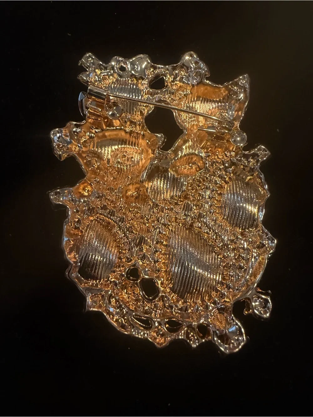 Vintage Cat Duo Crystal Brooch. Rare and unique.
